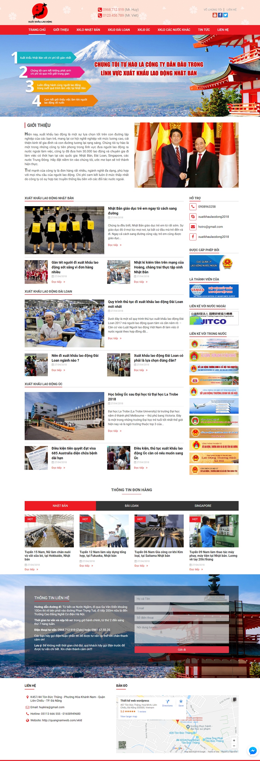 Mẫu website tin tức xuất khẩu lao động