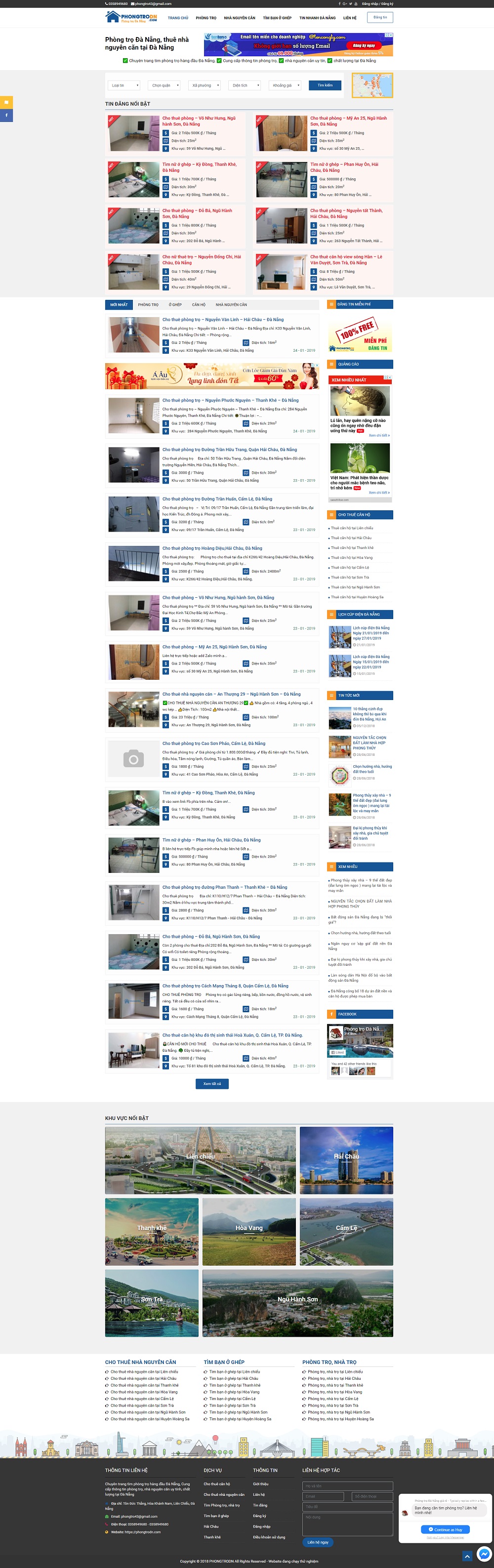 Mẫu website cho thuê phòng trọ Hưng Yên